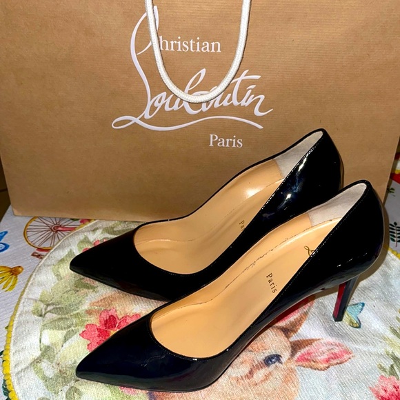 Christian Louboutin Black Satin 70 Heels 37